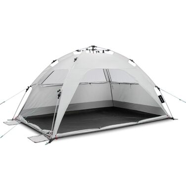 Пляжний намет qeedo Quick Palm із захистом від ультрафіолету (UV80) та невеликим розміром у пакуванні - Легкий, швидкозбірний пляжний намет (система швидкого складання) пропонує захист від сонця та вітру на пляжі, особливо для дітей. Піщано-сірий колір.