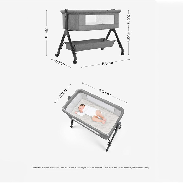 Портативна тумбочка, регульована по висоті, з кошиком для зберігання з москітної сітки, сіро-чорна (хакі)