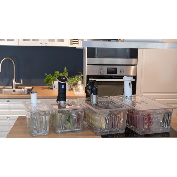 Контейнер LIPAVI C10 sous-vide - 11,3 літра, 32,3 x 26,2 x H 20,3 см. Міцний, прозорий полікарбонат. Відповідні кришки для Anova, Wancle та інших брендів продаються окремо. Підходить для L10 12 літрів - Сімейний розмір - C10