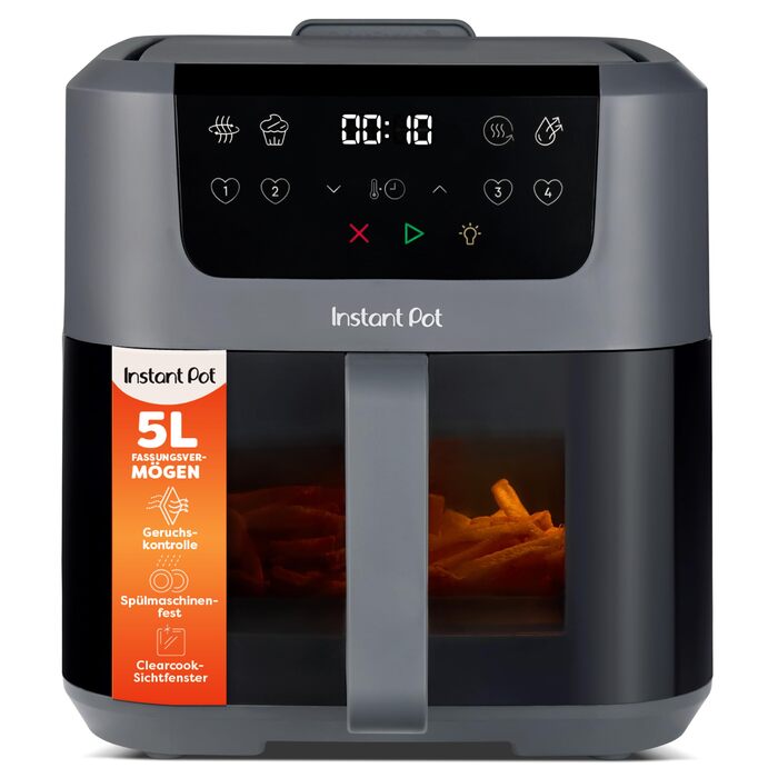 Аерофритюрниця Instant Pot Vortex Compact Truffle, 5 л, 4-в-1 фритюр, сушіння, випікання, розігрів, антипригарне покриття, сіра