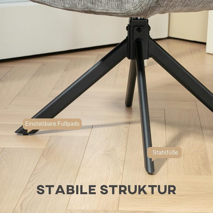 Крісло HOMCOM для вітальні, крісло для відпочинку зі сталевими ніжками, крісло для читання з лляним виглядом, м&39яке крісло для спальні темно-сірого кольору