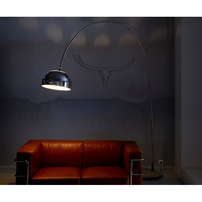 Торшер Big-Deal Deluxe Silver хромований з диммером і бетонною основою Arc Lamp Concrete W223 x D49 x H240 см