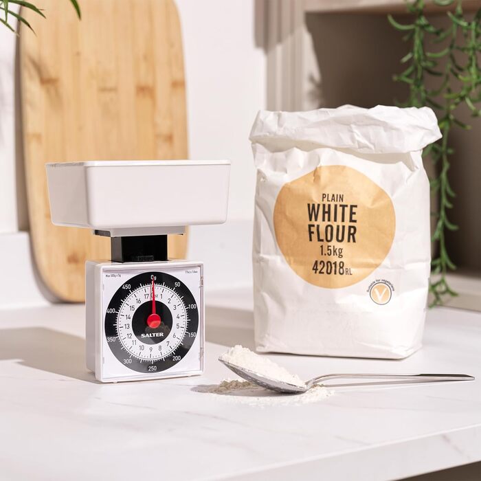 Механічні кухонні ваги Salter 022 WHDR - аналогові ваги зі шкалою, максимум 500 г, вимірювання з точністю до 5 г для точного порці