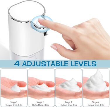 Автоматичний настінний дозатор мила AIBISTAR, індуктивний безконтактний дозатор рідини на 400 мл, регульований перемикач на 4 пере