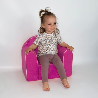 Дитяче крісло від 1 року - Дитяче крісло - Міцне, зручне, виготовлене з пінопласту - зі знімним чохлом, який можна прати - Ідея подарунка, подарунок на 1-й день народження для дівчаток та хлопчиків - Рожеве