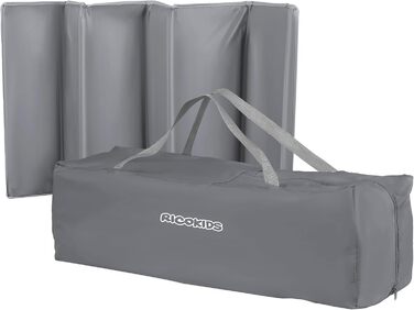 Дитяче ліжечко Ricokids з матрацом 125 x 65 x 78 см, дорожнє ліжечко, вагою до 15 кг, 2 колеса з гальмами, знімний бічний вхід, сумка для перенесення, складна, компактна, світло-сіра, м&39ятна