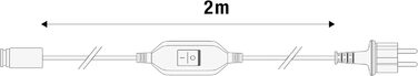 З'єднувальний кабель для світлодіодної стрічки 220V OUTFLEXI - Адаптер живлення з вимикачем - Кабель IP44-2м - Сумісний зі світлодіодом OUTFLEXI - Чорний