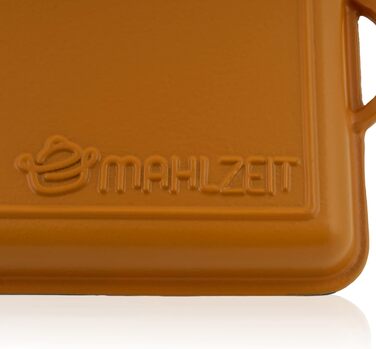 Чавунна емальована жаровня Mahlzeit 10,5 л Сонячний апельсин жаровня 2 в 1 зі сковородою жаровня з кришкою, безпечна для духовки,