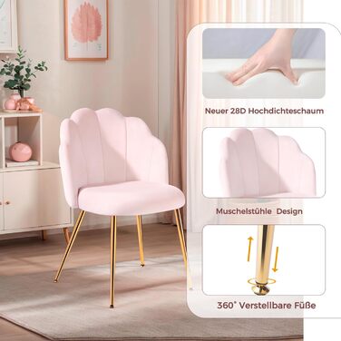 Крісло-туалетний столик без коліс, оксамитове крісло-обшивка для вітальні та спальні, сучасні стільці для їдальні, рожевий 1 рожевий