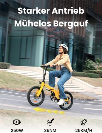 Складаний електровелосипед C10 20 дюймів, вага лише 18,6 кг, двигун 250 Вт, акумулятор 345,6 Втгод, електровелосипед із 7-швидкісною коробкою передач Shimano, запас ходу до 100 км, швидкість 25 км/год, РК-дисплей, ідеально підходить для поїздок на автофур