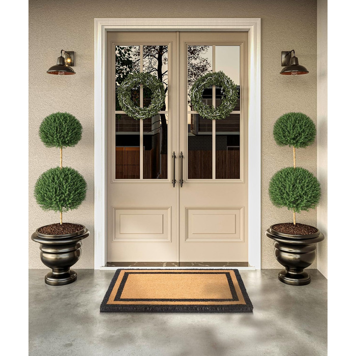 Килимок для дверей Villeroy & Boch 1856 Coconut для внутрішнього та захищеного зовнішнього використання - нековзний брудозатримуючий килимок, натуральний кокосовий килимок з рамкою, стійкий до атмосферних впливів для коридору, тераси, вхідної зони - 50x80