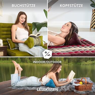 Подушка для шиї livasia з кісткою - Ø 15x32 см - Подушка для шиї у формі кістки, подушка для дивана, подушка для читання з капоком, подушка для саду та балкону, дорожня подушка ручної роботи (бордова)