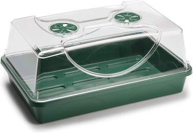 Закрита теплиця середнього розміру з кришкою, що не б&39ється, для пророщування насіння та росту рослин - 38 x 24 x 18 сантиметрів - зелений, 50031/P