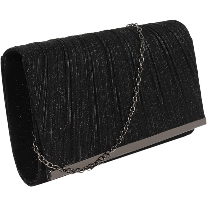 Чорний клатч з блискітками та знімним ланцюжком для вечірки, весілля, балу або урочистого заходу 06152