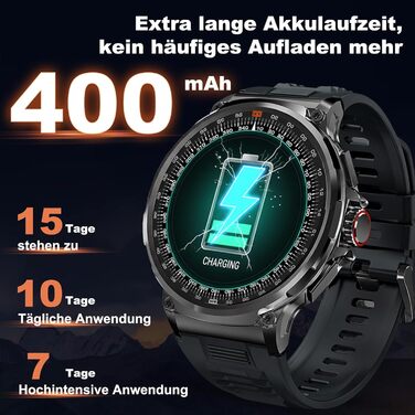 Розумний годинник Zeus 2.0 для чоловіків - великий AMOLED-дисплей 1,75 дюйма, міцний корпус з нержавіючої сталі, моніторинг здоров&39я, дзвінки Bluetooth, чорний