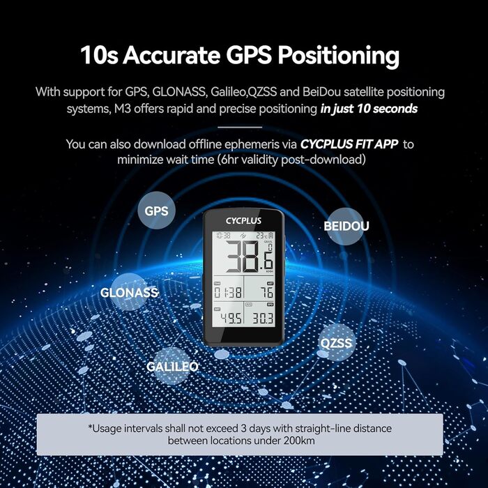 Велокомп'ютер CYCPLUS GPS, 2.8 дюйма, IP67, Електроніка/Bluetooth/ANT, Чорний