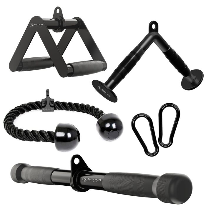 Мільярдів трицепсів, тросовий тренажер для тяги, аксесуар для силових тренувань, V-подібний хват з обертанням, тренажер для трицепсів, тросовий тренажер для тяги, фітнес-набір, сталь, чорний, 5