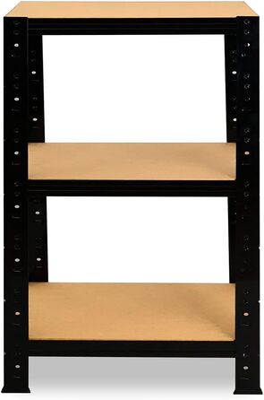 Чорна надміцна полиця/Металева полиця 3 полиці, вантажопідйомність 175 кг кожна/Полиця для зберігання, полиця для підвалу, полиця для дому/Металева полиця, стояча, В 90 см / Ш 45 см / Г 45 см, 90x45x45