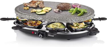 Кам'яний гриль овальний раклет Princess, 1200 Вт, регульований термостат, на 8 осіб, сковороди з антипригарним покриттям, 162720