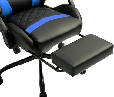 Ігрове крісло Delman, гоночне крісло, офісне крісло, комп&39ютерне крісло, масажне крісло з 6 точками вібрації, крісло керівника, штучна шкіра, ергономічна підставка для ніг 12-0037 (синє)