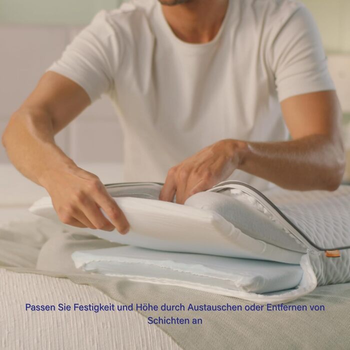 Підтримуюча подушка Emma Premium 70x40 Ергономічна подушка для шиї з технологією Thermosync Охолоджувальна подушка з піни з пам&39яттю форми, регульована висота для сну на боці, спині та животі Чохол, який можна прати, Premium 70x40 см