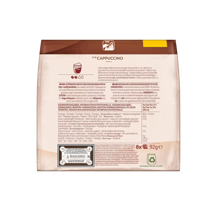 Капсулі Senseo Cappuccino, 10 x 8 напоїв, 80 кавових капсул