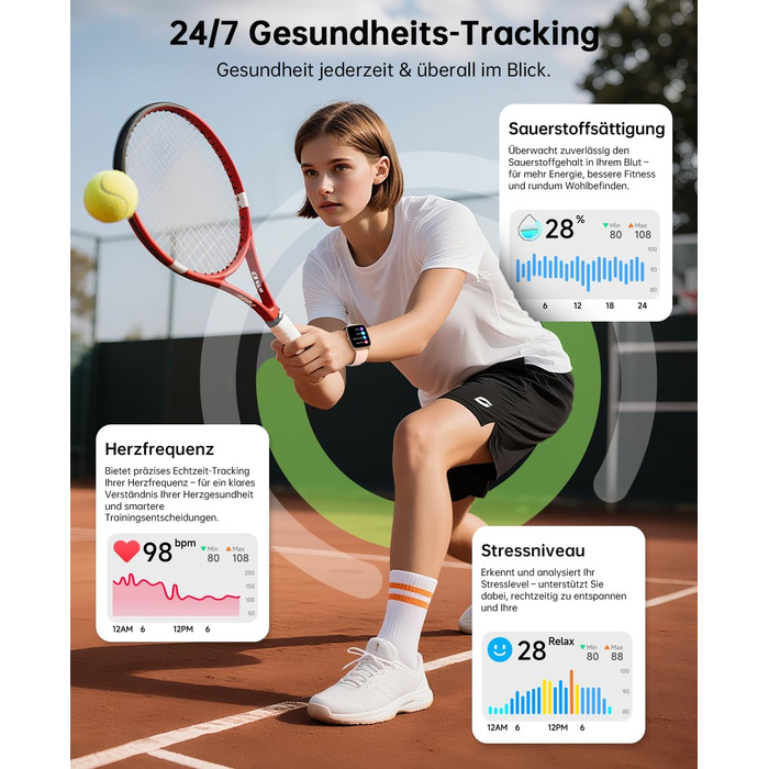 Жіночий смарт-годинник Gydom з функцією телефону 1,85 дюйма HD 2 браслети фітнес-годинник фітнес-трекер серцевого ритму/SpO2/сон/IP68 водонепроникний спортивний годинник крокомір для Android iOS рожевий 1,85 рожевий