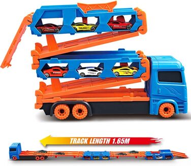 Іграшкові машинки VATOS Transport Truck для хлопчиків 3, 4, 5, 6 років, портативна іграшкова вантажівка на гоночній трасі з 6 гоно