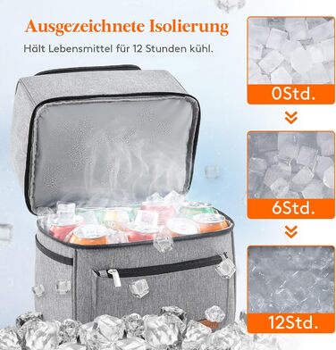 Ізольована сумка-холодильник Lifewit 21L 30 Can, термосумка для обіду, рюкзак-холодильник, герметична двоповерхова сумка-холодильник для чоловіків, жінок, мам для обіду, пікніка, покупок, подорожей, сіра