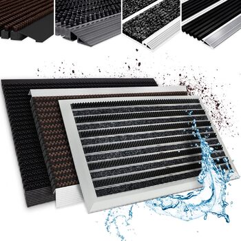 Килимок для дверей KARAT для приміщень та вулиці - Килимок для дверей з високопродуктивними щітками - Вхідний килимок - Килимок для бруду, скребок для взуття, килимок для дверей (50 x 80 см, професійна щітка - сірий) Професійна щітка - сірий 50 x 80 см