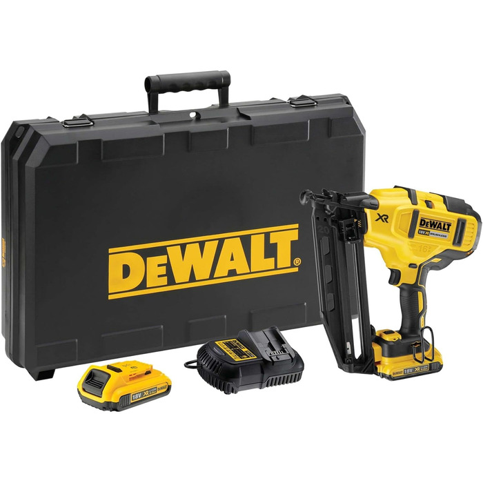 Акумуляторний цвяходер Dewalt 18В DCN660D2 (енергія удару 48 Дж, довжина цвяхів 32-63 мм, ємність магазину 110 цвяхів, контактний