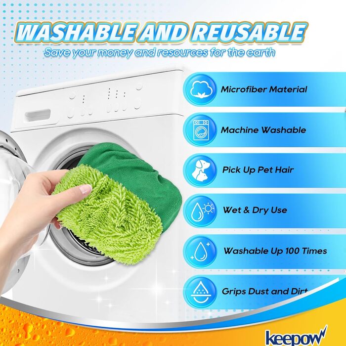 Багаторазові плоскі ганчірки для підлогомийної машини Swiffer, для вологого та сухого використання, 4 упаковки зеленого кольору 4