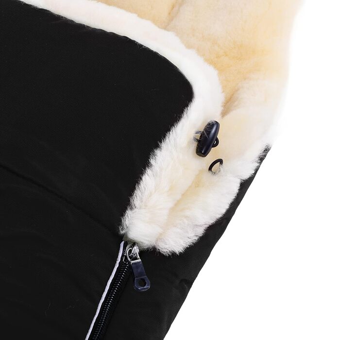 Муфта для ніг з овчини AROSA - тепла коляска, муфта для ніг (діти від 6 до 36 місяців), медичне хутро, в кольорі Black (чорний)