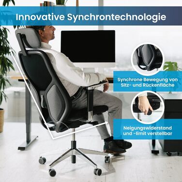 Ергономічне офісне крісло для керівників Ergotopia MasterBack ПЕРЕМОЖЕЦЬ ТЕСТУ Ергономічне офісне крісло з 3D-механізмом нахилу та 5D-підлокітниками Ідеально підходить як поворотне крісло для офісу та домашнього офісу, чорний колір для керівників