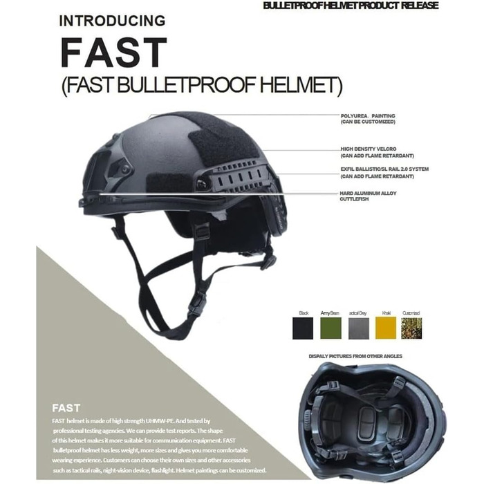 Швидкий балістичний куленепробивний шолом Високий тактичний шолом PE Високоякісний балістичний шолом Венді з підвіскою кулька TL