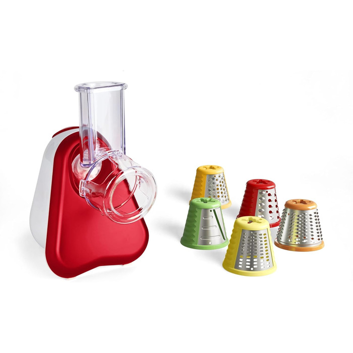 Електричний подрібнювач Ломтерізка для овочів Ломтерізка для овочів 5 насадок вкл. тертку 200 Вт Металево-червоний / білий одинарн