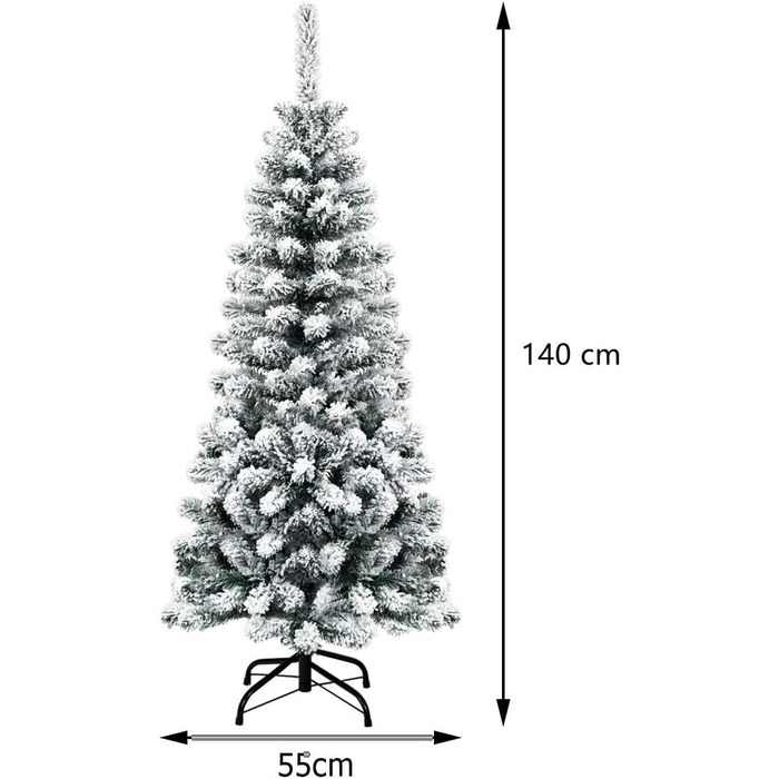 Ялинка-олівець зі снігом 135 см біла COSTWAY