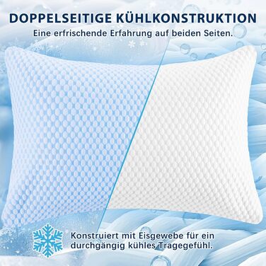 Подушка з піни з ефектом пам&39яті, охолоджувальна подушка, подушка для шиї, ергономічна подушка для сну на боці, спині та животі (синьо-білий, 40x80 см) 40x80 см синьо-білий