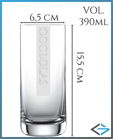 Довгий стакан для напоїв з вашим логотипом у вигляді лазерного гравіювання Скло Schott 0,33 л Миється в посудомийній машині завдяк