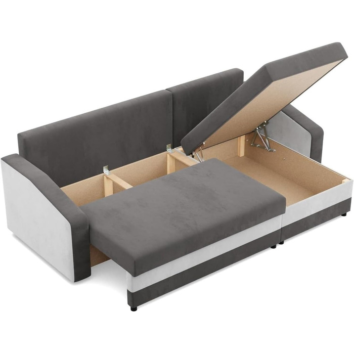 Кутовий диван з функцією сну та ящиком для зберігання Orion, Універсальний кутовий диван, L-подібний диван (ШxГxВ) 231 x 140 x 85 см, диван для вітальні, кутовий диван, сірий білий (Micro 27 Micro 31)