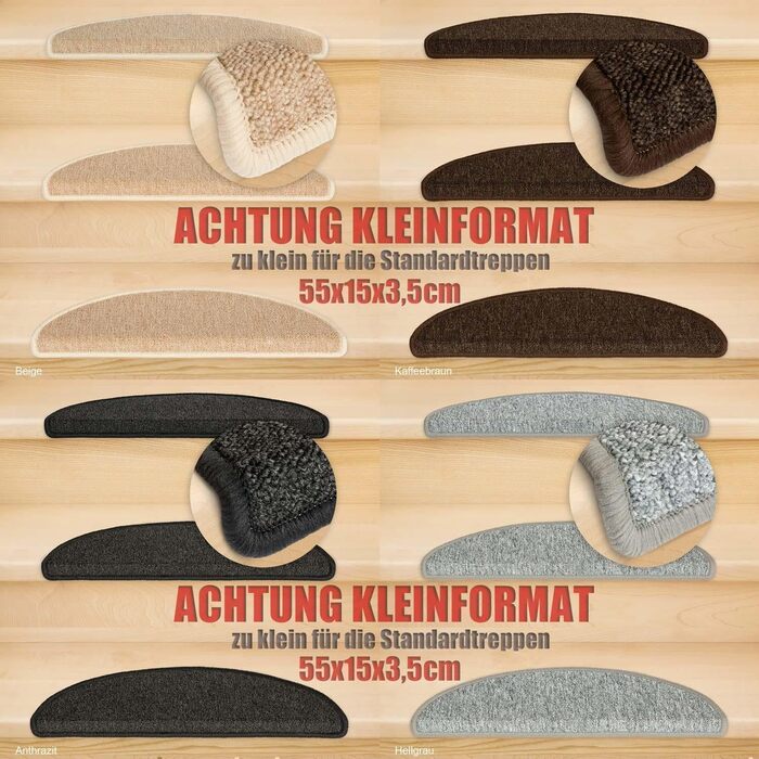 Килимки для сходів Kettelservice-Metzker малого формату для компактних сходів/гвинтових сходів 55x15x3,5 см, сірий 14 шт. 14 шт. с