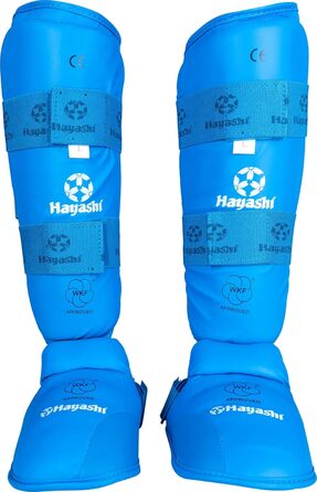 Захисні накладки на гомілку та підйом Hayashi Karate (схвалені WKF) XXL синього кольору