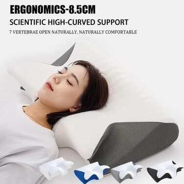 Подушка Dreamsleepz, оригінальна ергономічна подушка для шиї та голови з піни з ефектом пам&39яті для сну на боці, спині та животі, для кращого сну (чорна, ) Чорна