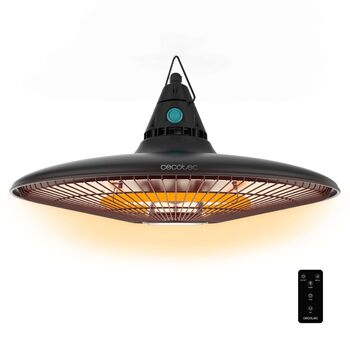 Електричний стельовий вентилятор-обігрівач для зовнішнього використання Cecotec ReadyWarm 1500 Power для стельового монтажу, 1500 Вт, галогенна технологія, ступінь захисту IP65, пульт дистанційного керування, площа покриття 10 м