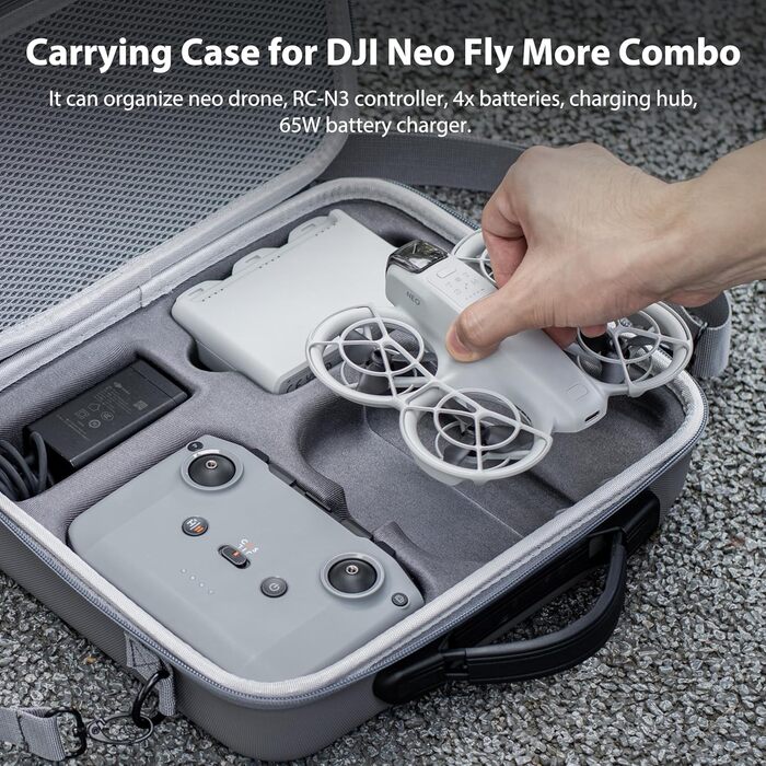Чохол для DJI Neo Fly More Combo, портативний поліуретановий захисний чохол для аксесуарів DJI Neo, сумісний з пультом дистанційного керування RC-N3, інтелектуальна польотна батарея Neo, двостороння зарядна станція