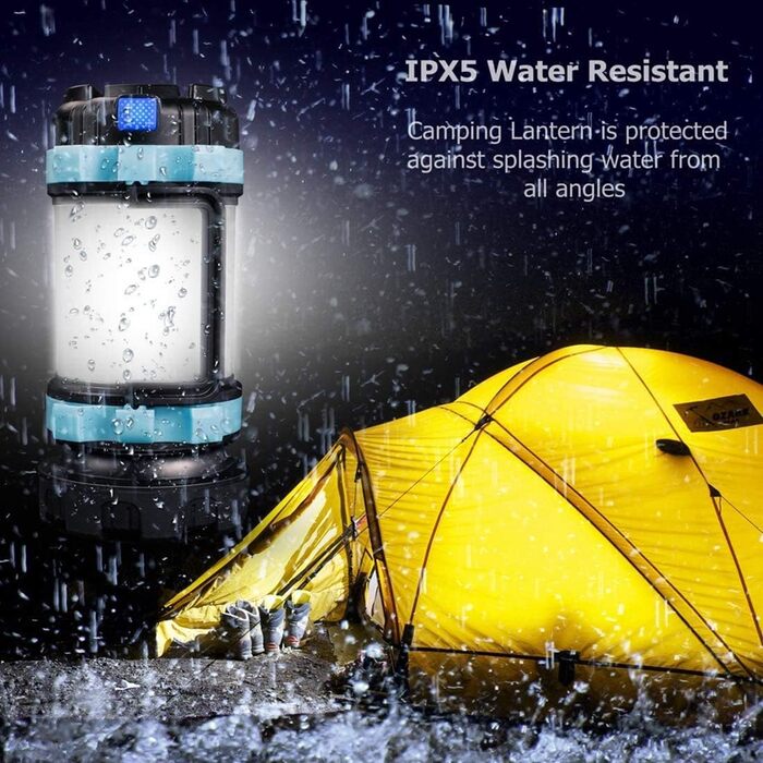 Акумуляторний світлодіодний кемпінговий ліхтар, суперяскраві портативні кемпінгові ліхтарі з гачком, регульована яскравість, кемпінговий ліхтар USB-C для походів, використання на свіжому повітрі, надзвичайних ситуацій, відключення електроенергії ()