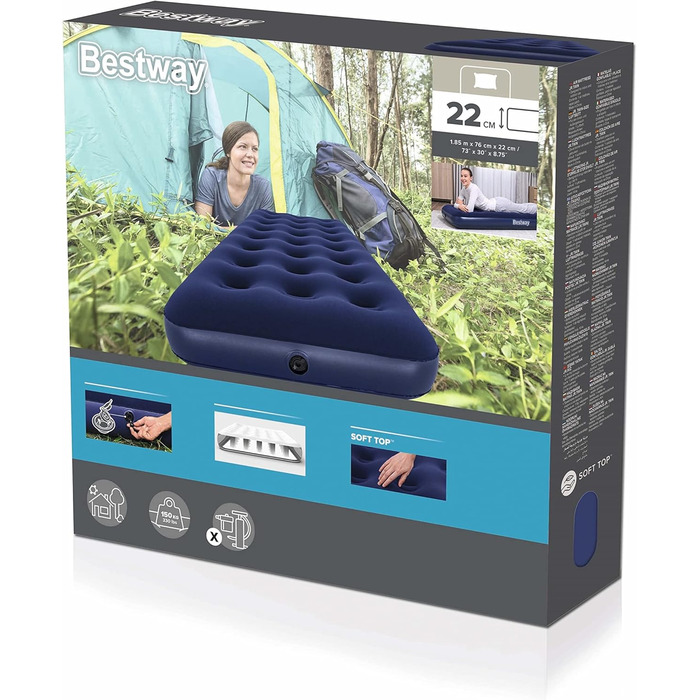 Надувний чохол Bestway Blue Horizon Single XL/Lo 185 x 76 x 22 см