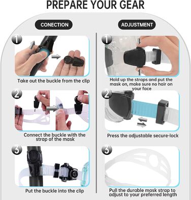 Окуляри для дайвінгу, комплект з трубкою та окулярами для дайвінгу, маска для дайвінгу, панорамний HD-загартований скло з кутом огляду 180, захист від запотівання та протікання, преміум-суха трубка для дорослих