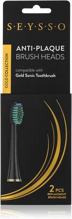 И Чорні зубні щітки проти нальоту SEYSSO Gold Сумісні з зубними щітками SEYSSO Sonic Рекомендовано для зубної щітки SEYSSO Gold Anti-Plaque Black, 2 шт.