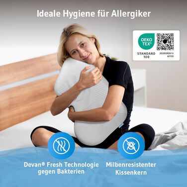 Подушка для шиї Third of Life Liora, ергономічна подушка з піни з ефектом пам&39яті, подушка для сну на боці 48x37x10,5 см із захистом від алергії, подушка для підтримки шиї з вигином плеча, біла